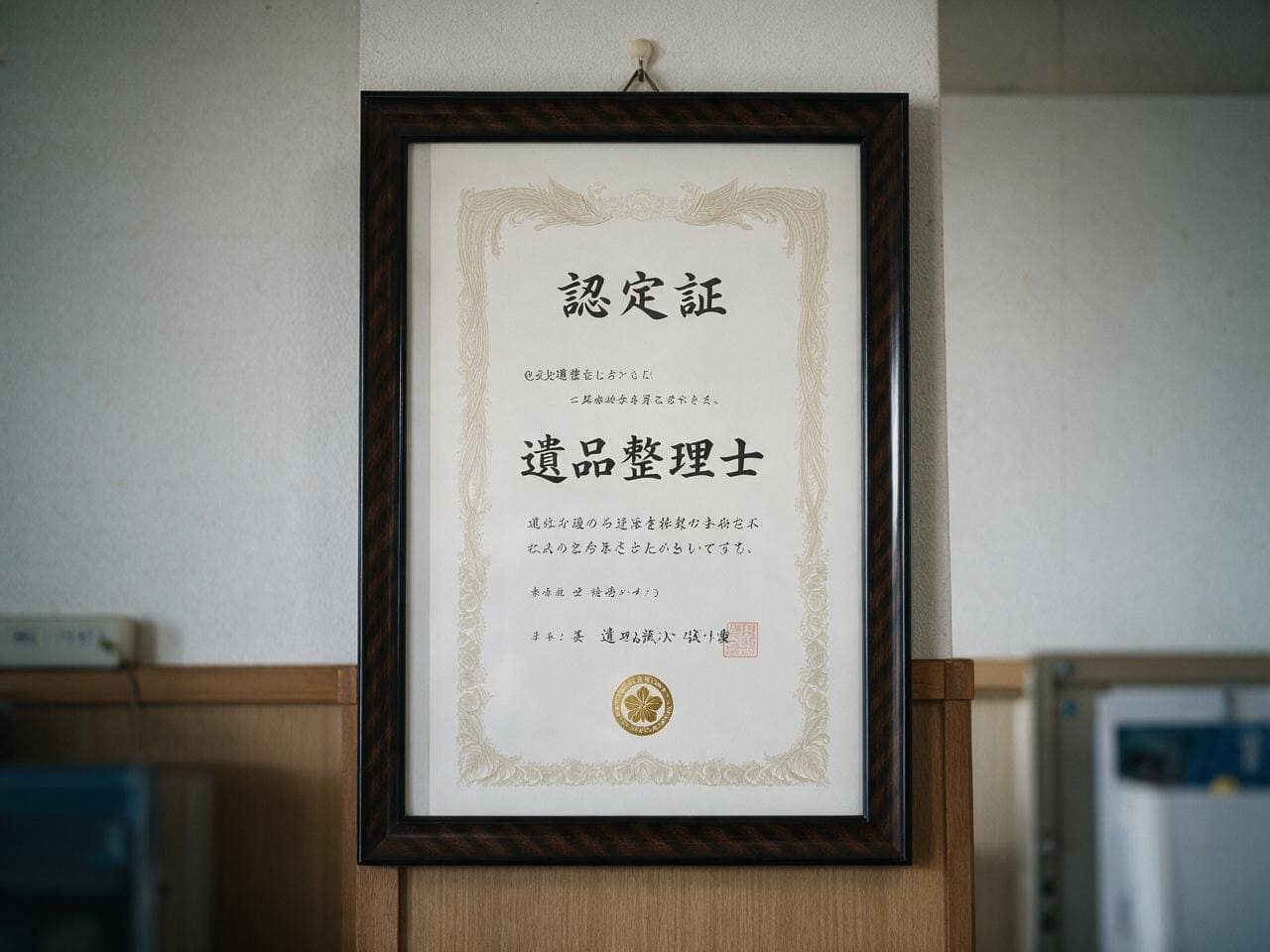 遺品整理士認定証のイメージ