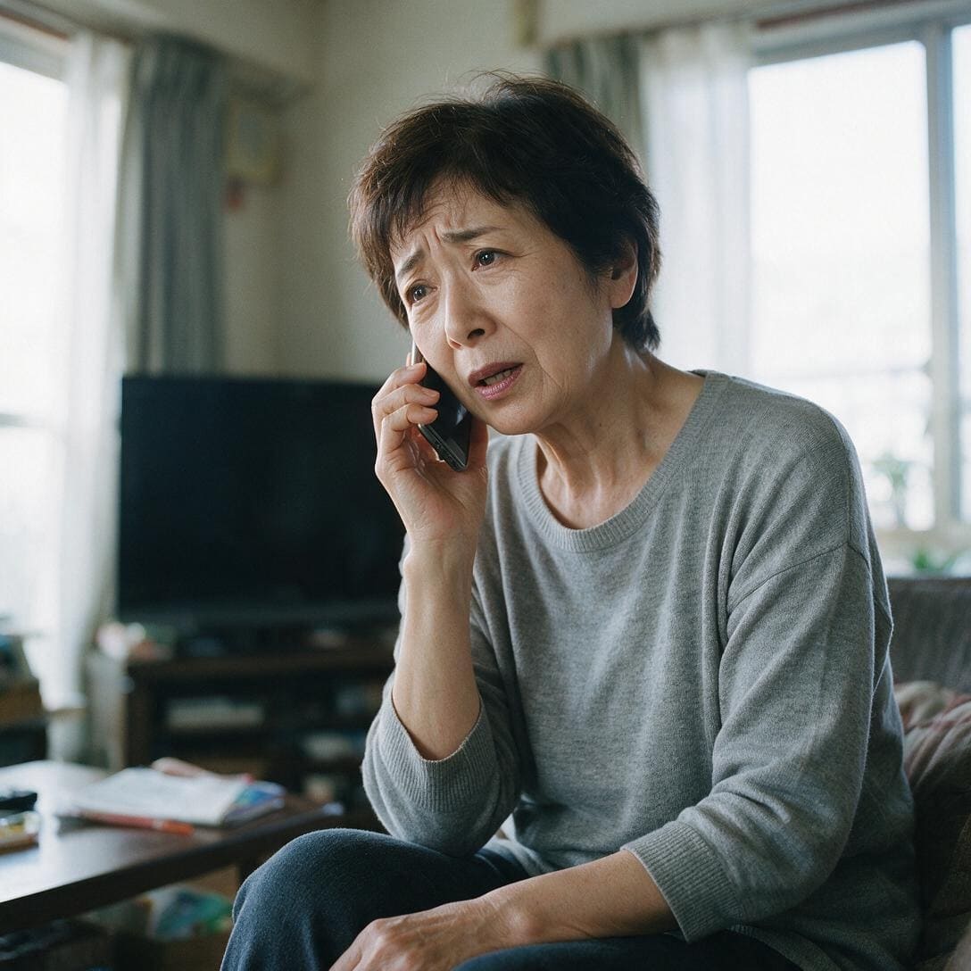 電話で問い合わせをする女性